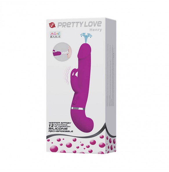 PRETTY LOVE - Spray Water Vibrator Wand Masturbator (Chargeable - Purple)